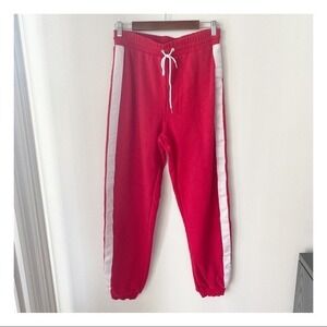 I AM GIA Women's Red White Side Stripe Track Pants Sweatpants Joggers Size L